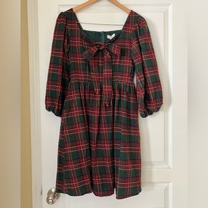 Ivy City Co Margo short dress in green plaid NWT